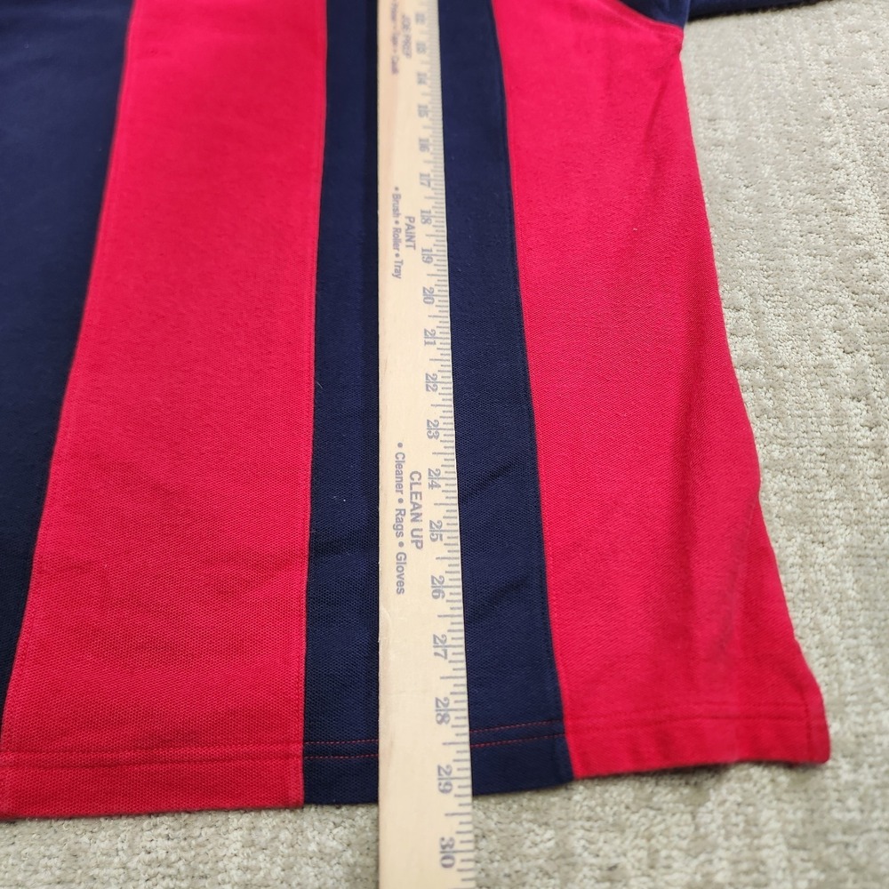Vintage Lands End Rugby Shirt Men‎ Large Denim Chunky Vertical Striped Blue Red - Picture 7 of 9